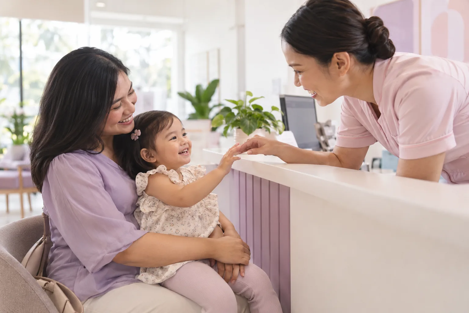 A mother and her toddler at the clinic